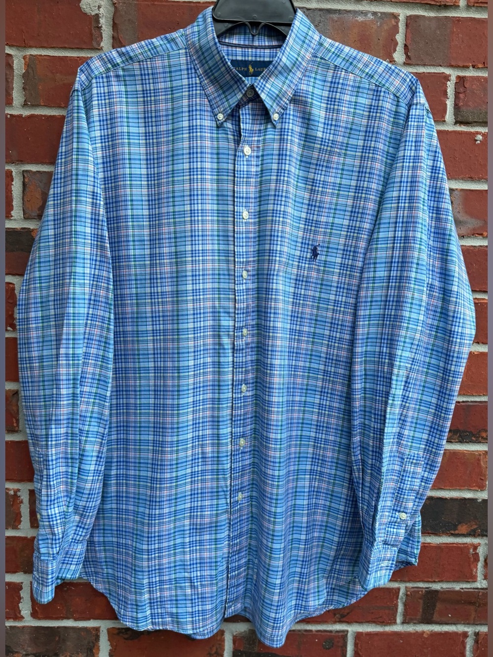 Polo Ralph Lauren Men’s XLT Light Blue Plaid Button-Down Long Sleeve Shirt P4 - Picture 7 of 7